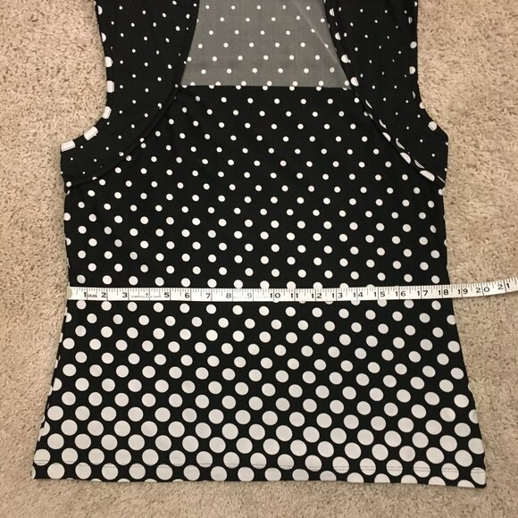 Comic B&W Polka Dot Shrug Shoulder Sleeveless Top - Picture 13 of 15